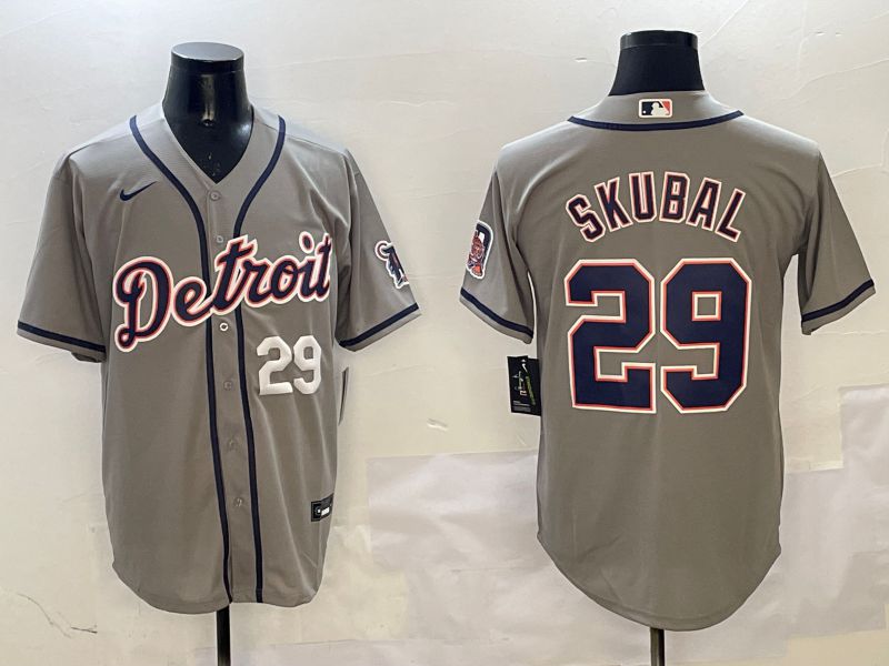 Men Detroit Tigers #29 Skubal Grey Game 2025 Nike MLB Jersey style 3123